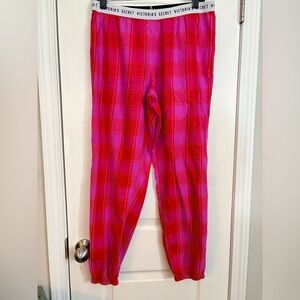 Victoria’s Secret Pink & Red Plaid Shimmer Pajama Joggers - Size M